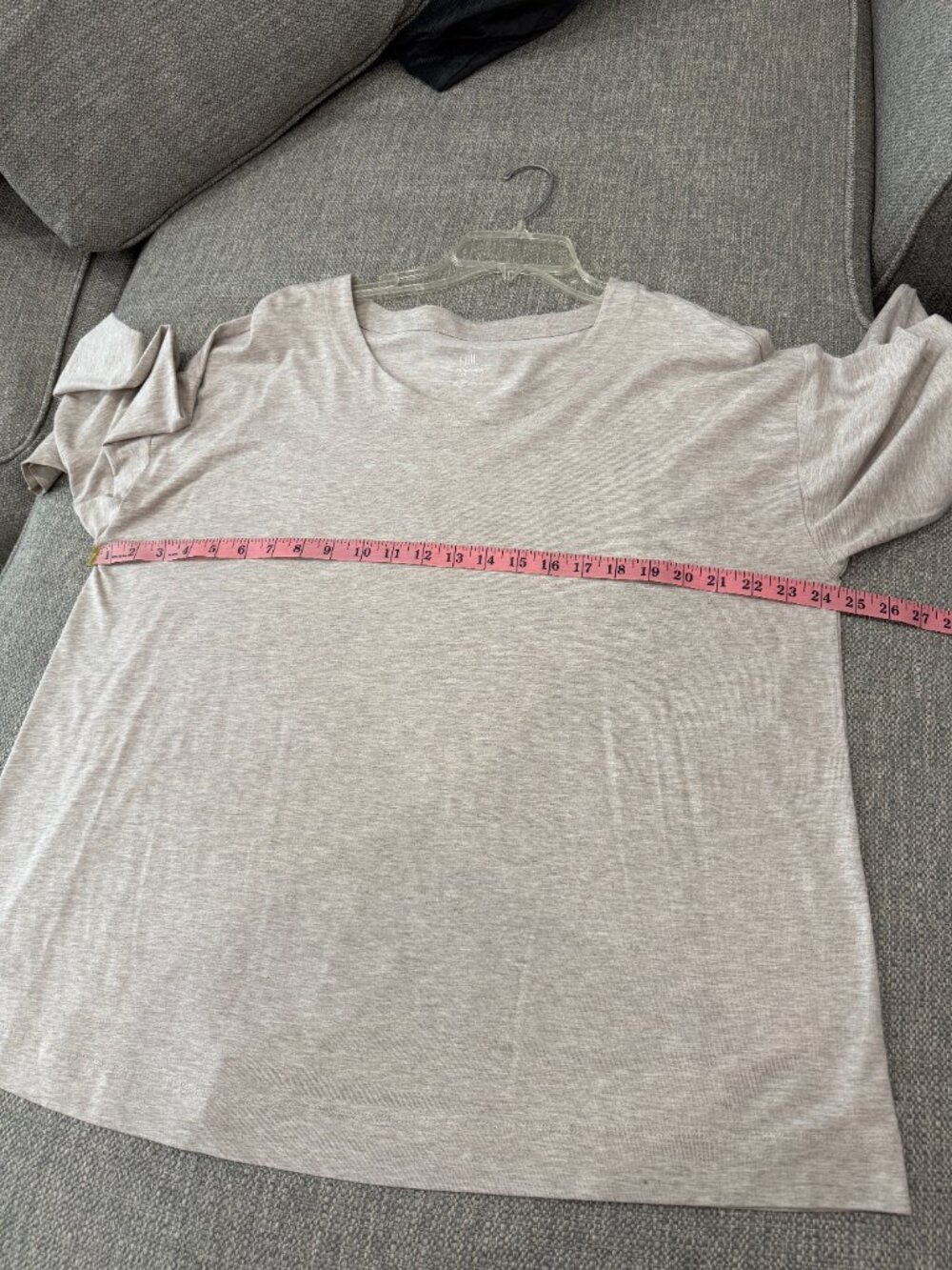 J.Jill Luxe Supima Cotton Tunic Tee XL Beige Heather Long Sleeve Relaxed Top